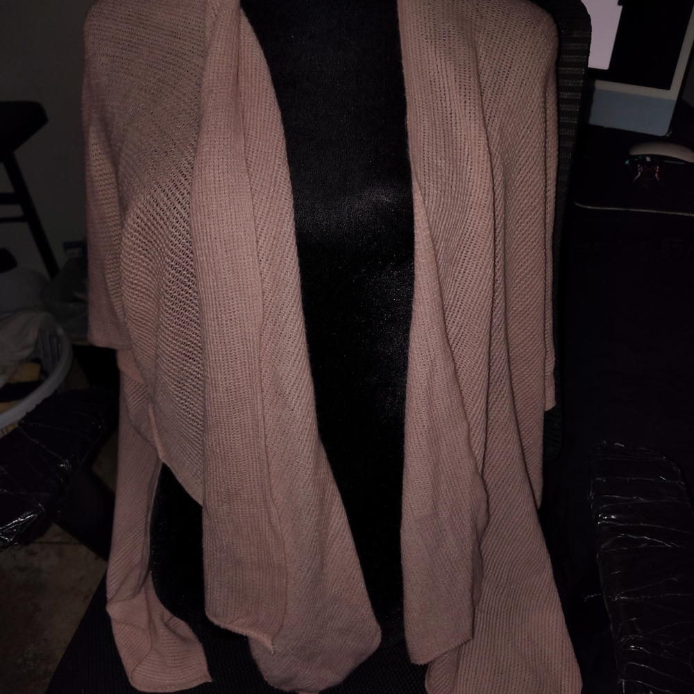 Neiman Marcus Blush Open-Front Cardigan 3/4 Length Knit Shawl Rare
